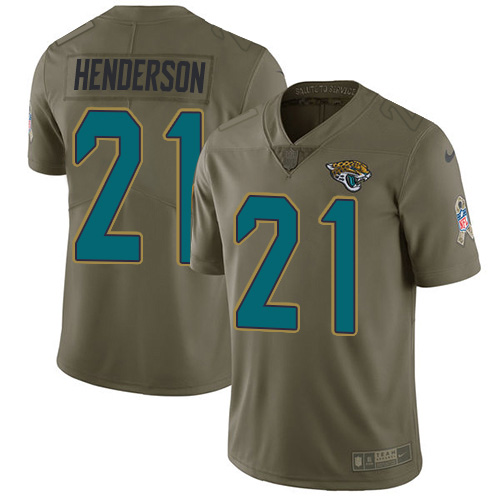 Nike Jaguars #21 C.J. Henderson Olive Youth Stitched NFL Limited 2017 Salute To Service Jersey