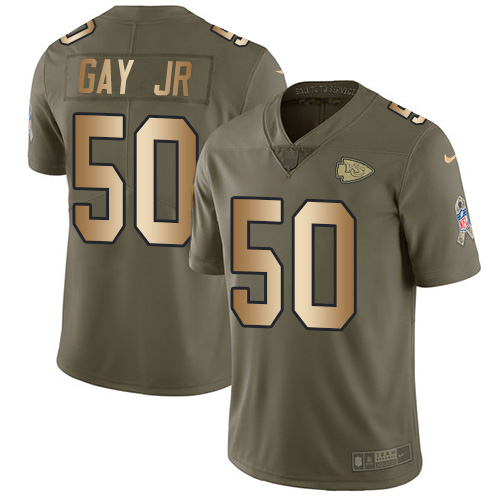 Nike Chiefs #50 Willie Gay Jr. Olive/Gold Youth Stitched NFL Limited 2017 Salute To Service Jersey
