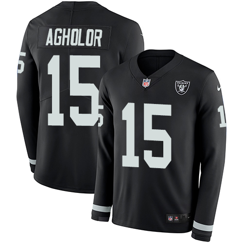 Nike Raiders #15 Nelson Agholor Black Team Color Youth Stitched NFL Limited Therma Long Sleeve Jersey