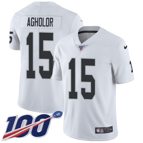 Nike Raiders #15 Nelson Agholor White Youth Stitched NFL 100th Season Vapor Untouchable Limited Jersey