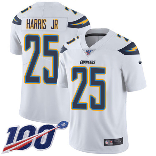 Nike Chargers #25 Chris Harris Jr White Youth Stitched NFL 100th Season Vapor Untouchable Limited Jersey