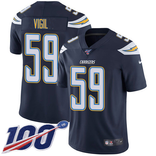 Nike Chargers #59 Nick Vigil Navy Blue Team Color Youth Stitched NFL 100th Season Vapor Untouchable Limited Jersey