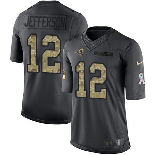 Nike Rams #12 Van Jefferson Black Youth Stitched NFL Limited 2016 Salute to Service Jersey