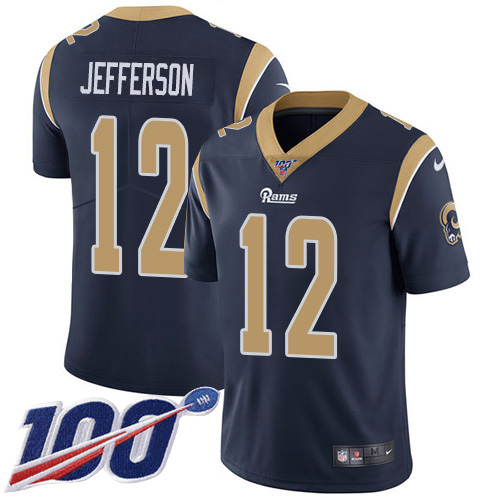 Nike Rams #12 Van Jefferson Navy Blue Team Color Youth Stitched NFL 100th Season Vapor Untouchable Limited Jersey Nike Rams #12 Van Jefferson Navy Blue Team Color Youth Stitched NFL 100th Season Vapor Untouchable Limited Jersey