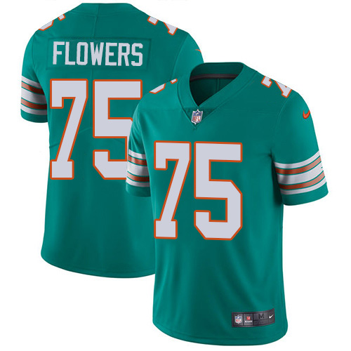 Nike Dolphins #75 Ereck Flowers Aqua Green Alternate Youth Stitched NFL Vapor Untouchable Limited Jersey