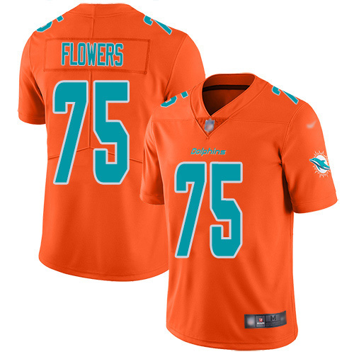 Nike Dolphins #75 Ereck Flowers Orange Youth Stitched NFL Limited Inverted Legend Jersey