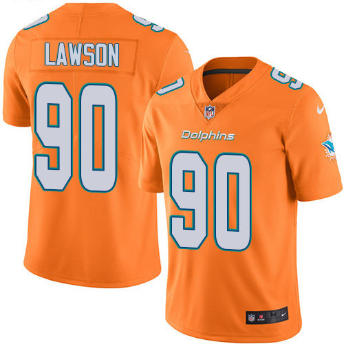 Nike Dolphins #90 Shaq Lawson Orange Green Youth Stitched NFL Limited Rush Jersey