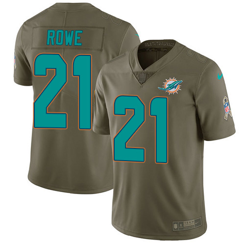 Nike Dolphins #21 Eric Rowe Olive Youth Stitched NFL Limited 2017 Salute To Service Jersey