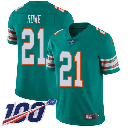 Nike Dolphins #21 Eric Rowe Aqua Green Alternate Youth Stitched NFL 100th Season Vapor Untouchable Limited Jersey