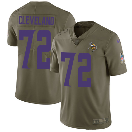 Nike Vikings #72 Ezra Cleveland Olive Youth Stitched NFL Limited 2017 Salute To Service Jersey