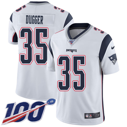 Nike Patriots #35 Kyle Dugger White Youth Stitched NFL 100th Season Vapor Untouchable Limited Jersey