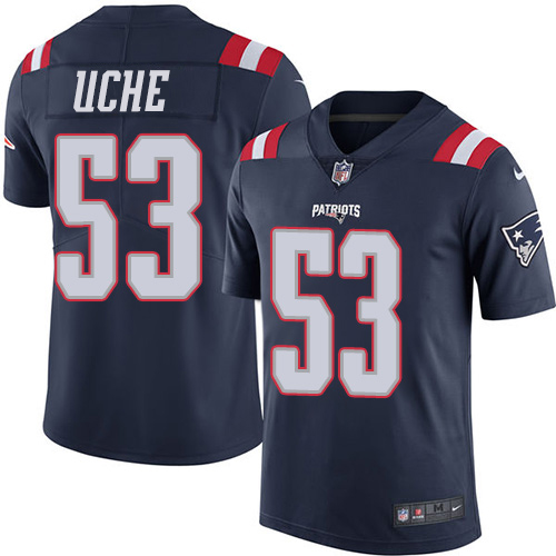 Nike Patriots #53 Josh Uche Navy Blue Youth Stitched NFL Limited Rush Jersey