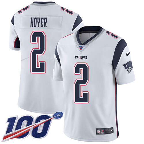 Nike Patriots #2 Brian Hoyer White Youth Stitched NFL 100th Season Vapor Untouchable Limited Jersey