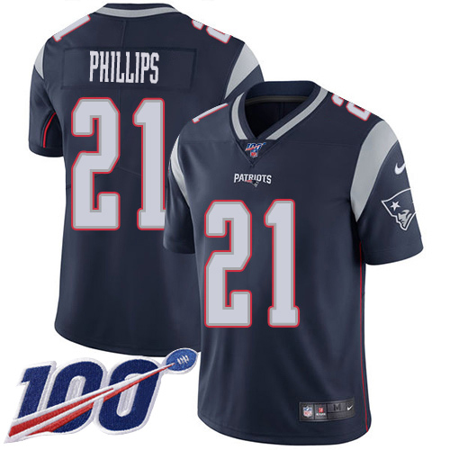 Nike Patriots #21 Adrian Phillips Navy Blue Team Color Youth Stitched NFL 100th Season Vapor Untouchable Limited Jersey