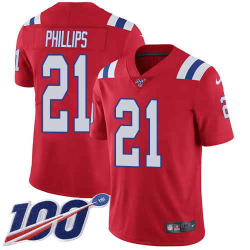 Nike Patriots #21 Adrian Phillips Red Alternate Youth Stitched NFL 100th Season Vapor Untouchable Limited Jersey