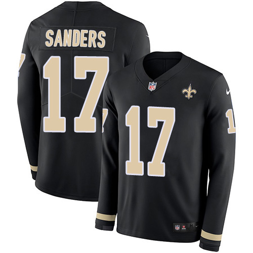 Nike Saints #17 Emmanuel Sanders Black Team Color Youth Stitched NFL Limited Therma Long Sleeve Jersey