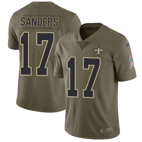 Nike Saints #17 Emmanuel Sanders Olive Youth Stitched NFL Limited 2017 Salute To Service Jersey