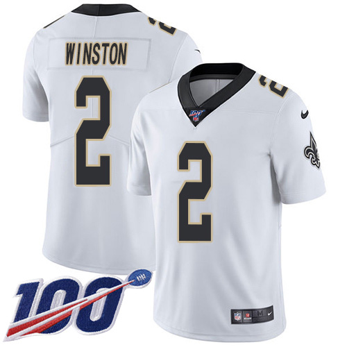 Nike Saints #2 Jameis Winston White Youth Stitched NFL 100th Season Vapor Untouchable Limited Jersey