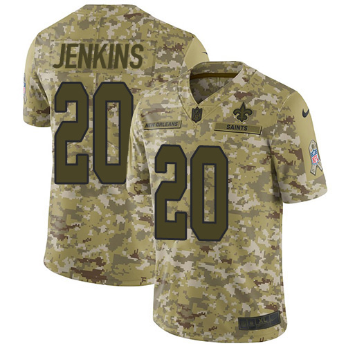 Nike Saints #20 Janoris Jenkins Camo Youth Stitched NFL Limited 2018 Salute To Service Jersey