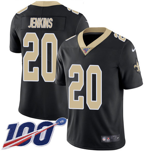 Nike Saints #20 Janoris Jenkins Black Team Color Youth Stitched NFL 100th Season Vapor Untouchable Limited Jersey