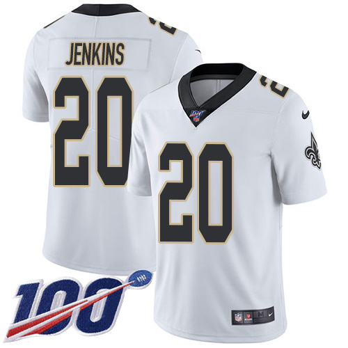 Nike Saints #20 Janoris Jenkins White Youth Stitched NFL 100th Season Vapor Untouchable Limited Jersey