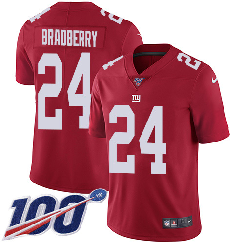 Nike Giants #24 James Bradberry Red Alternate Youth Stitched NFL 100th Season Vapor Untouchable Limited Jersey