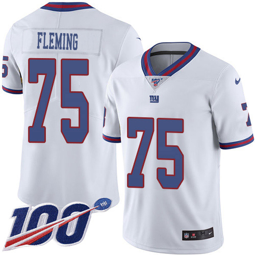 Nike Giants #75 Cameron Fleming White Youth Stitched NFL Limited Rush 100th Season Jersey