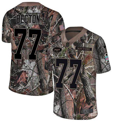 Nike Jets #77 Mekhi Becton Camo Youth Stitched NFL Limited Rush Realtree Jersey