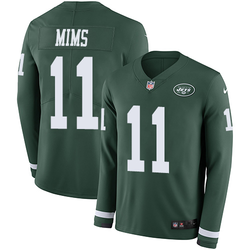 Nike Jets #11 Denzel Mim Green Team Color Youth Stitched NFL Limited Therma Long Sleeve Jersey Nike Jets #11 Denzel Mim Green Team Color Youth Stitched NFL Limited Therma Long Sleeve Jersey