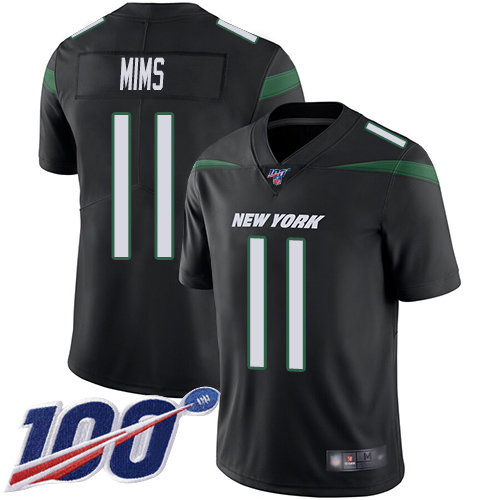 Nike Jets #11 Denzel Mim Black Alternate Youth Stitched NFL 100th Season Vapor Untouchable Limited Jersey