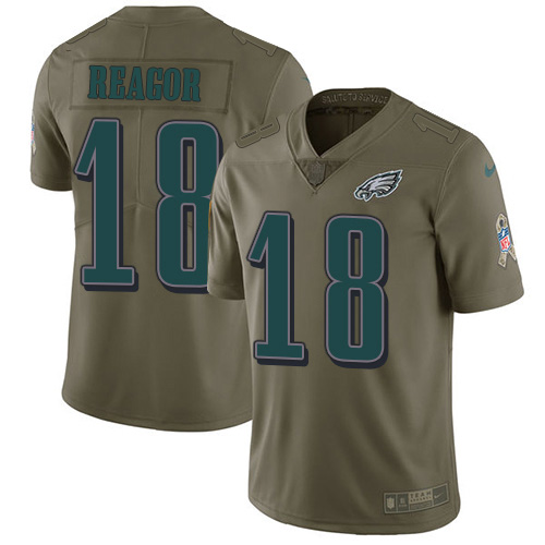 Nike Eagles #18 Jalen Reagor Olive Youth Stitched NFL Limited 2017 Salute To Service Jersey