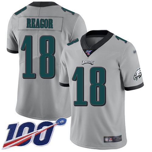 Nike Eagles #18 Jalen Reagor Silver Youth Stitched NFL Limited Inverted Legend 100th Season Jersey