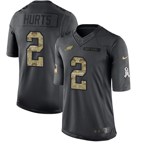 Nike Eagles #2 Jalen Hurts Black Youth Stitched NFL Limited 2016 Salute to Service Jersey Nike Eagles #2 Jalen Hurts Black Youth Stitched NFL Limited 2016 Salute to Service Jersey