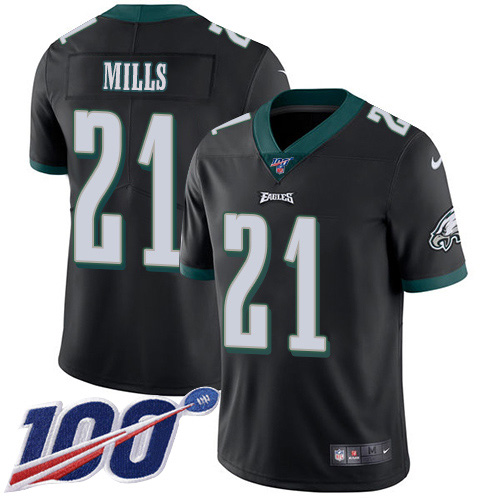 Nike Eagles #21 Jalen Mills Black Alternate Youth Stitched NFL 100th Season Vapor Untouchable Limited Jersey
