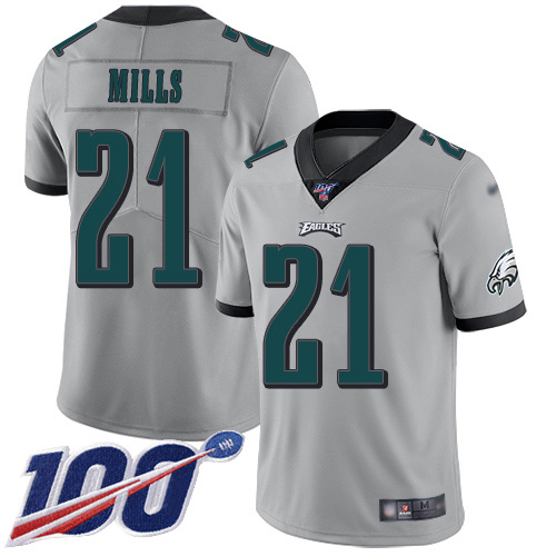 Nike Eagles #21 Jalen Mills Silver Youth Stitched NFL Limited Inverted Legend 100th Season Jersey