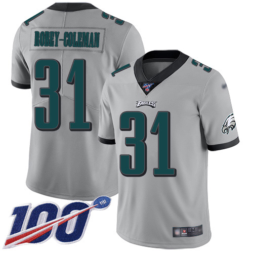Nike Eagles #31 Nickell Robey-Coleman Silver Youth Stitched NFL Limited Inverted Legend 100th Season Jersey Nike Eagles #31 Nickell Robey-Coleman Silver Youth Stitched NFL Limited Inverted Legend 100th Season Jersey