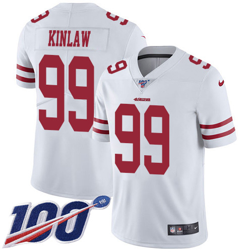 Nike 49ers #99 Javon Kinlaw White Youth Stitched NFL 100th Season Vapor Untouchable Limited Jersey