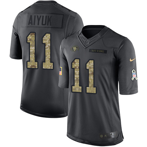 Nike 49ers #11 Brandon Aiyuk Black Youth Stitched NFL Limited 2016 Salute to Service Jersey Nike 49ers #11 Brandon Aiyuk Black Youth Stitched NFL Limited 2016 Salute to Service Jersey