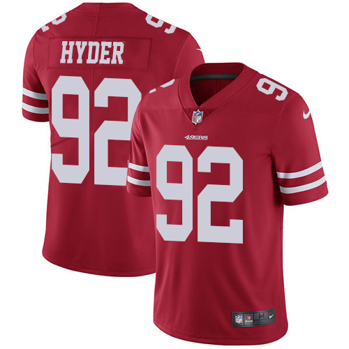 Nike 49ers #92 Kerry Hyder Red Team Color Youth Stitched NFL Vapor Untouchable Limited Jersey