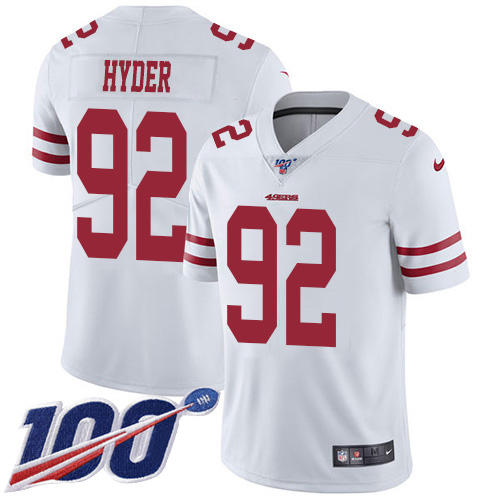 Nike 49ers #92 Kerry Hyder White Youth Stitched NFL 100th Season Vapor Untouchable Limited Jersey
