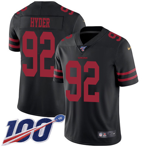 Nike 49ers #92 Kerry Hyder Black Alternate Youth Stitched NFL 100th Season Vapor Untouchable Limited Jersey