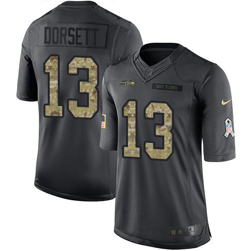 Nike Seahawks #13 Phillip Dorsett Black Youth Stitched NFL Limited 2016 Salute to Service Jersey
