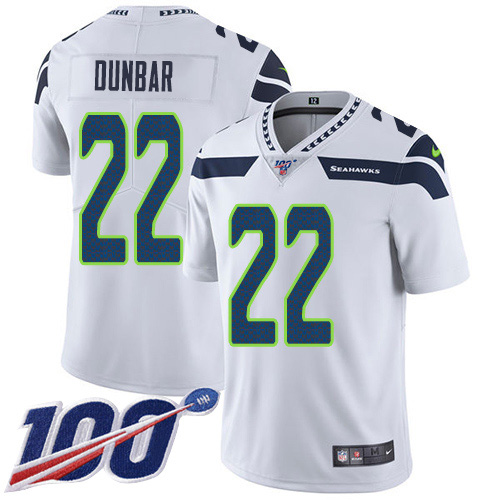 Nike Seahawks #22 Quinton Dunbar White Youth Stitched NFL 100th Season Vapor Untouchable Limited Jersey