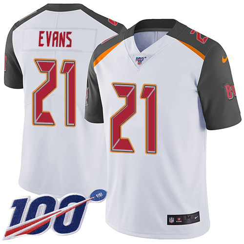 Nike Buccaneers #21 Justin Evans White Youth Stitched NFL 100th Season Vapor Untouchable Limited Jersey