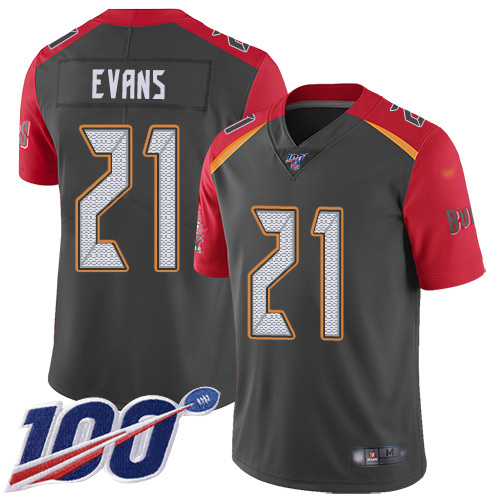 Nike Buccaneers #21 Justin Evans Gray Youth Stitched NFL Limited Inverted Legend 100th Season Jersey