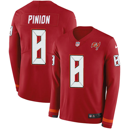 Nike Buccaneers #8 Bradley Pinion Red Team Color Youth Stitched NFL Limited Therma Long Sleeve Jersey Nike Buccaneers #8 Bradley Pinion Red Team Color Youth Stitched NFL Limited Therma Long Sleeve Jersey