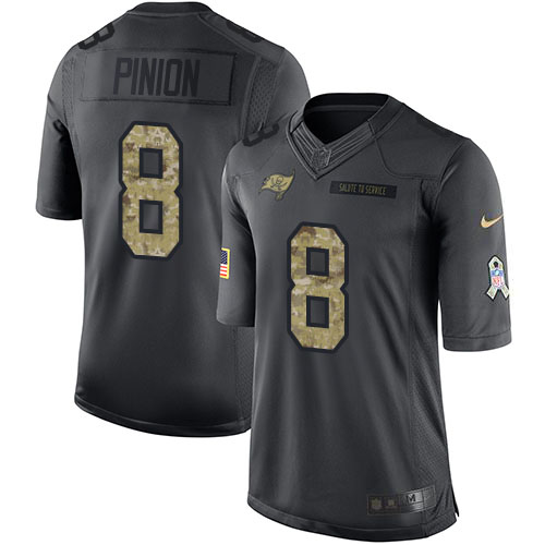Nike Buccaneers #8 Bradley Pinion Black Youth Stitched NFL Limited 2016 Salute to Service Jersey