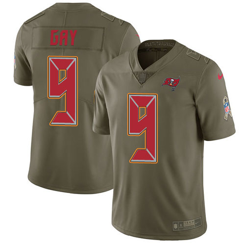 Nike Buccaneers #9 Matt Gay Olive Youth Stitched NFL Limited 2017 Salute To Service Jersey