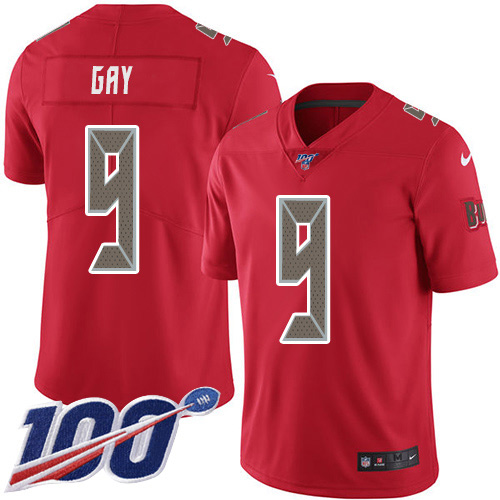 Nike Buccaneers #9 Matt Gay Red Youth Stitched NFL Limited Rush 100th Season Jersey