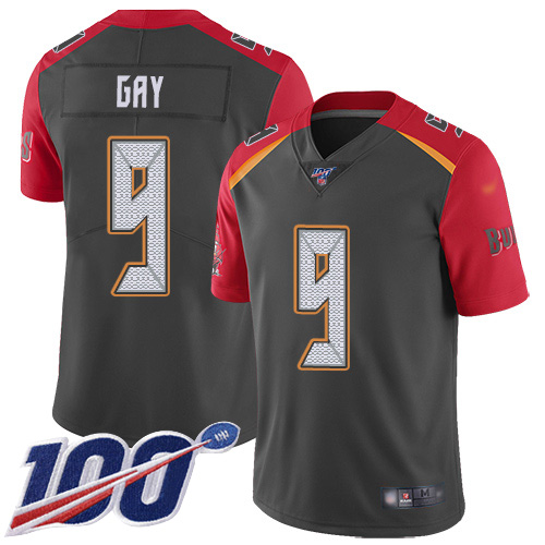 Nike Buccaneers #9 Matt Gay Gray Youth Stitched NFL Limited Inverted Legend 100th Season Jersey